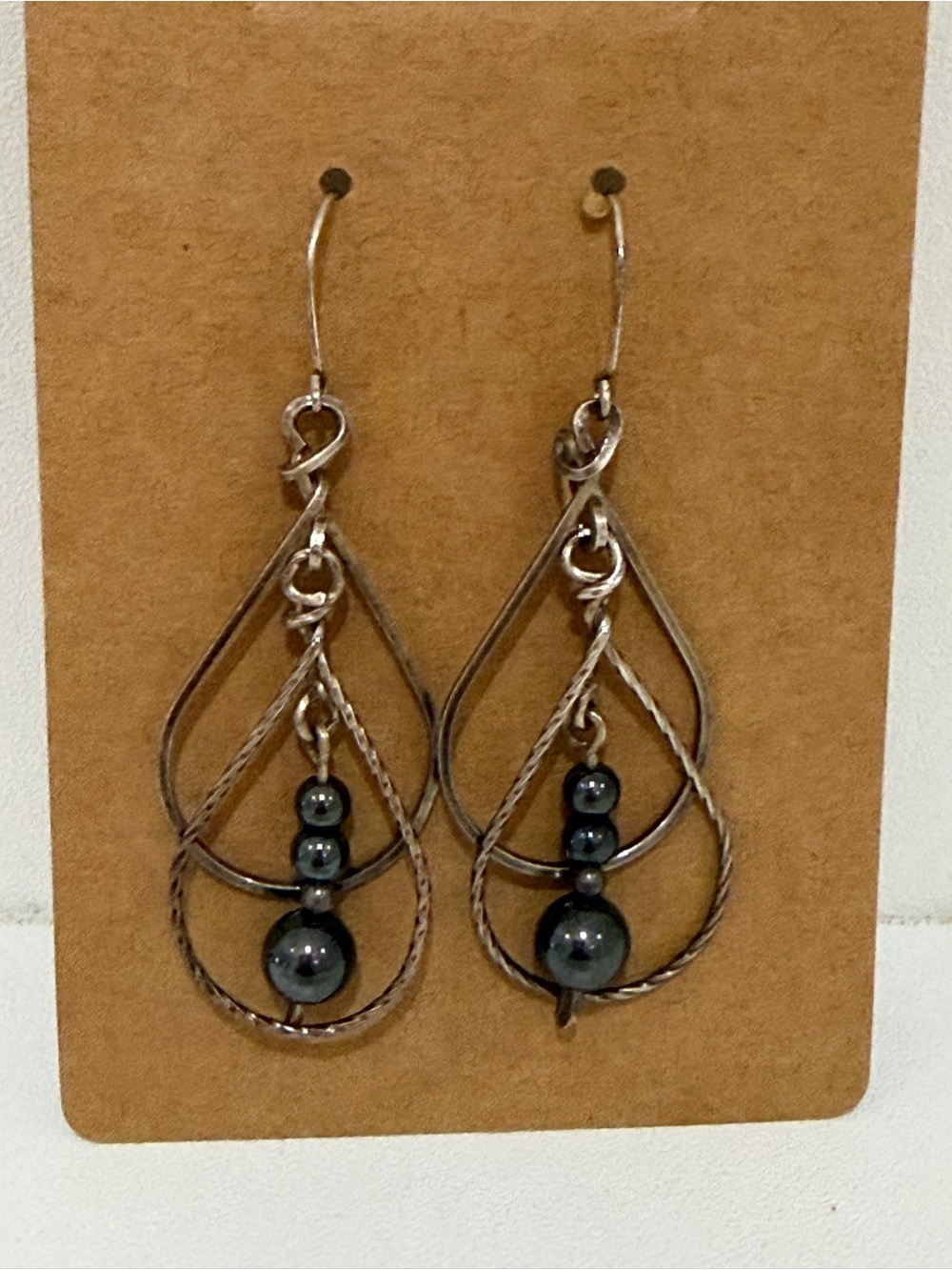 Sterling-silver  Black Pearl glass Drop Earrings - Elegant Women Jewelry